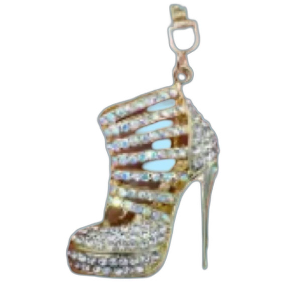 Rhinestone Stiletto Bag Charm Key Ring - Picture 1 of 4